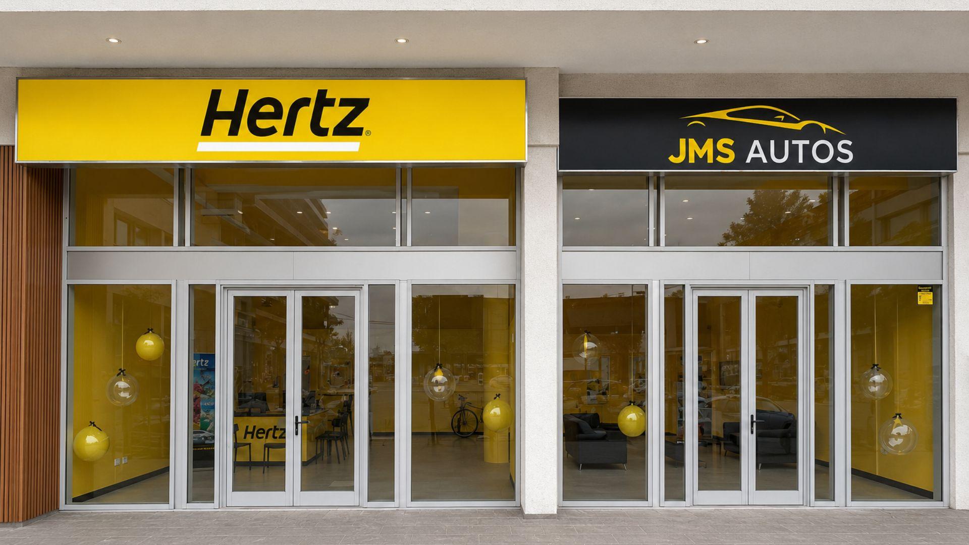 Fachada oficina hertz y jms autos en canning buenos aires