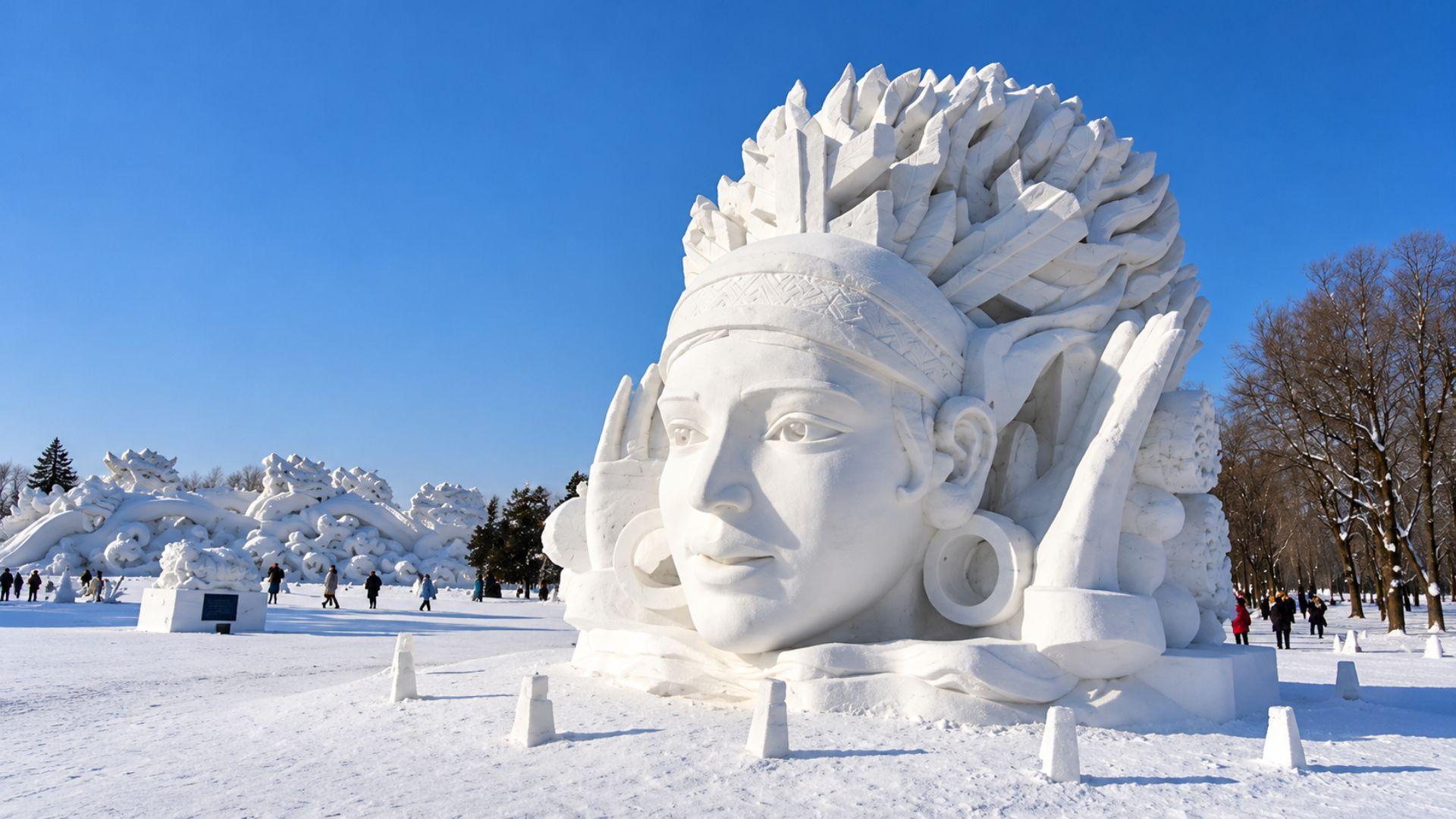 escultura de nieve en ushuaia